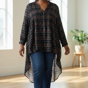 Torrid Multicolor Plaid High-Low Tunic